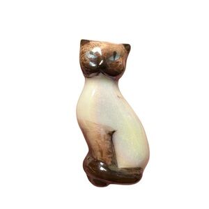 Avon Ceramic Cat Brooch in Brown and Cream